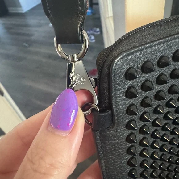 Christian Louboutin Black Crossbody Bag with Red Strap - Picture 3 of 10